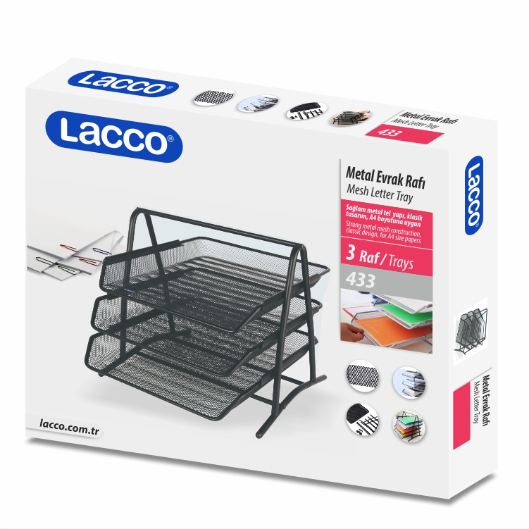 Lacco - Metal Evrak Rafı - 3’lü